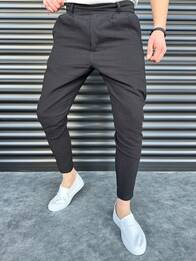 Siyah Kemerli Keten Jogger