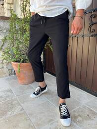 Siyah Ottoman Kumaş Jogger